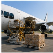 Air cargo pallets being loaded
