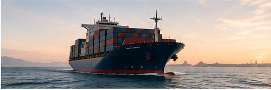 Container ship at sea